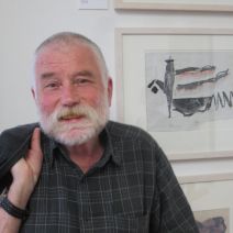 Peter Brötzmann at his exhibition in Ljubljana