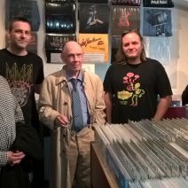 Sven Ake Johansson visiting our recordstore (with Rüdiger Carl and Oliver Augst)